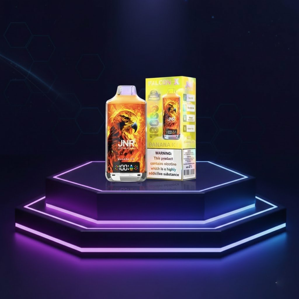 Jednorazowy e‑papieros JNR Falcon X 18K — Banana Ice, 18 000 buchów